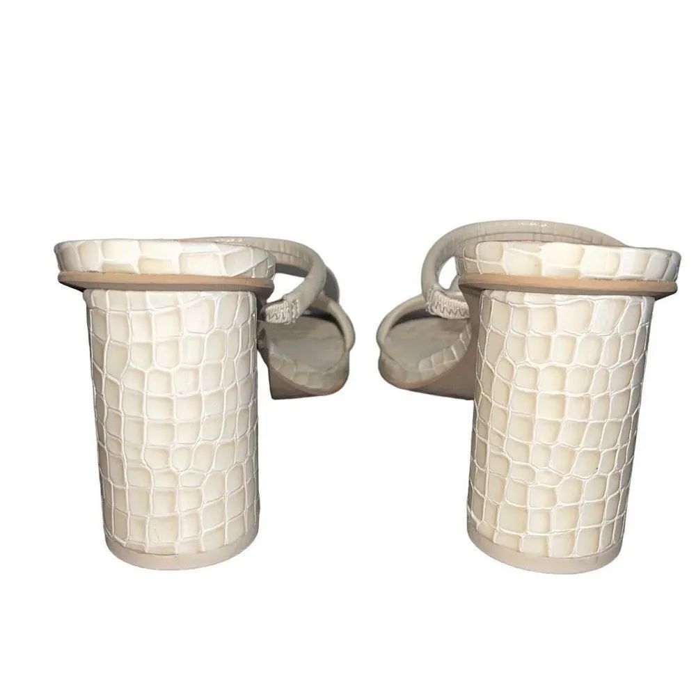 Dolce Vita‎ Noles Croc Double Strap High Heels Block Heel Slip On Ivory Size 9 - Image 6