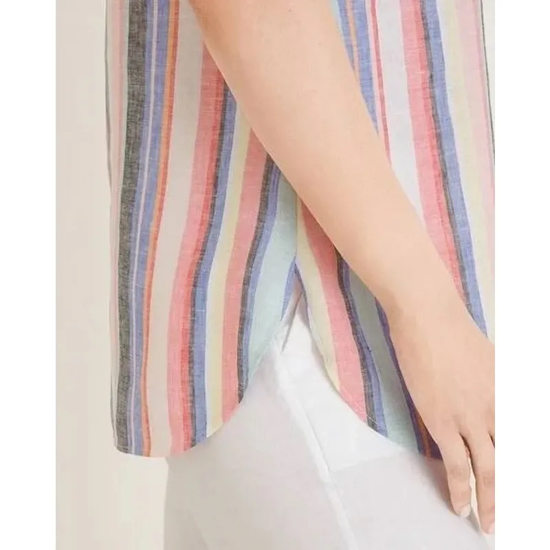 Chicos No-Iron Linen Striped Sleeveless Tunic Top Classic Stripe womens 4 XXL 20 - Image 6