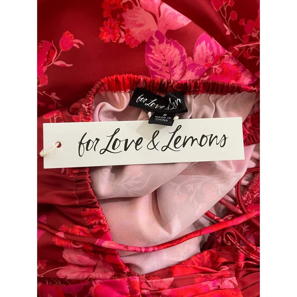 For Love & Lemons Alia Mini Dress Red Size Small NWT Lace Up Back Flirty Sassy - Image 11