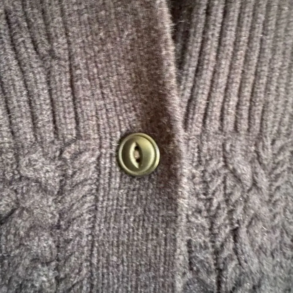 Woolrich Womens Wool Raven Navy Chunky Cable Knit Sweater Vest sz M Cozy Cabin - Image 5