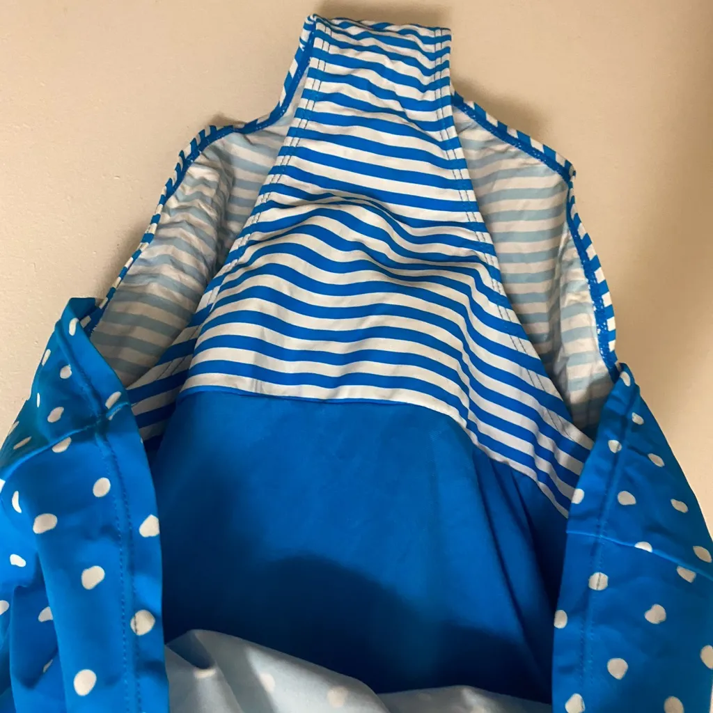 US Polo Assn Womens One Piece Swimsuit L Large Blue White Polka Dots Stripes - Image 4