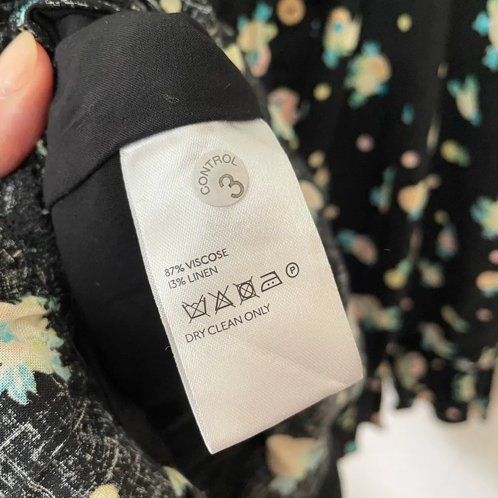 Free People Like A Lady Citrus Printed Mini Dress Black Ruffle ~ Size Small - Image 10