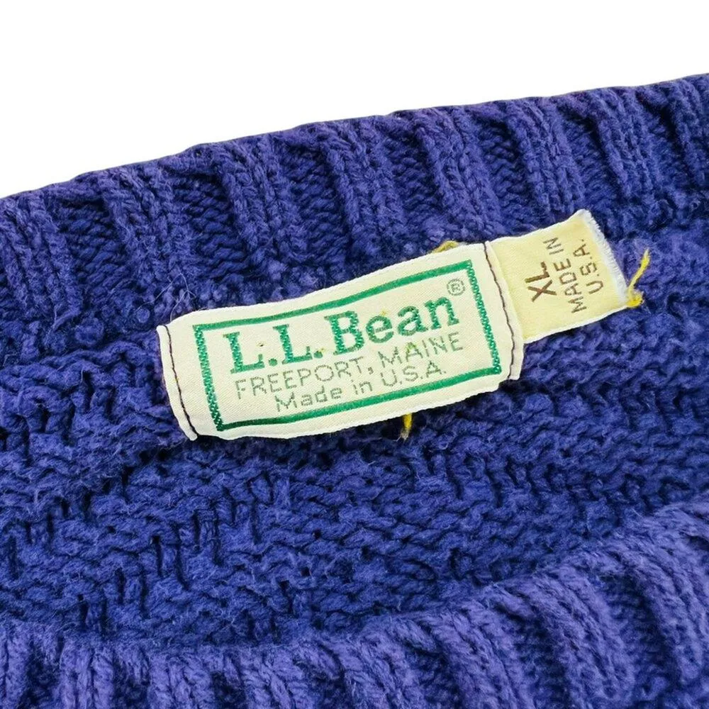 90s L.L. Bean Purple Cotton Chevron Knit Sweater Womens Xlarge - Image 6