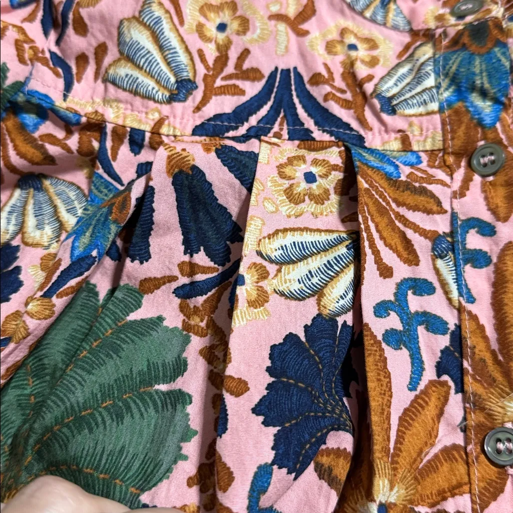 Olivaceous medium peasant blouse Agatha top pleated button front puff sleeve - Image 9