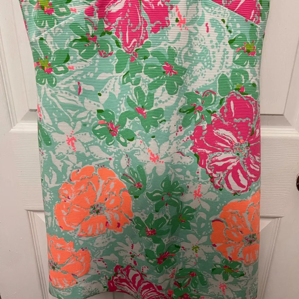 Lilly Pultizer Sleeveless Lined Ribbed Floral Summer Sheath Dress S - Image 3