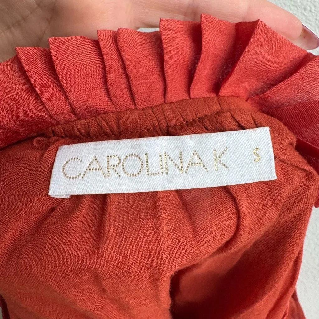 Carolina K 100% Silk High Neck Ruffle Swing Tank Feminine Flirty Top Size Small Black - Image 8