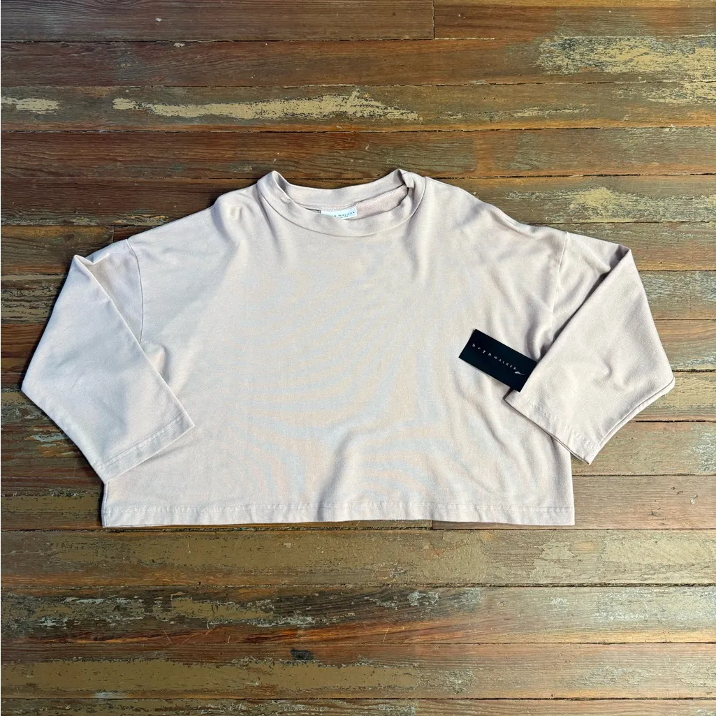 NWT Bryn Walker Bamboo French Terry Boxy Cropped Aiden Top Sz Small 💚🍄 - Image 4