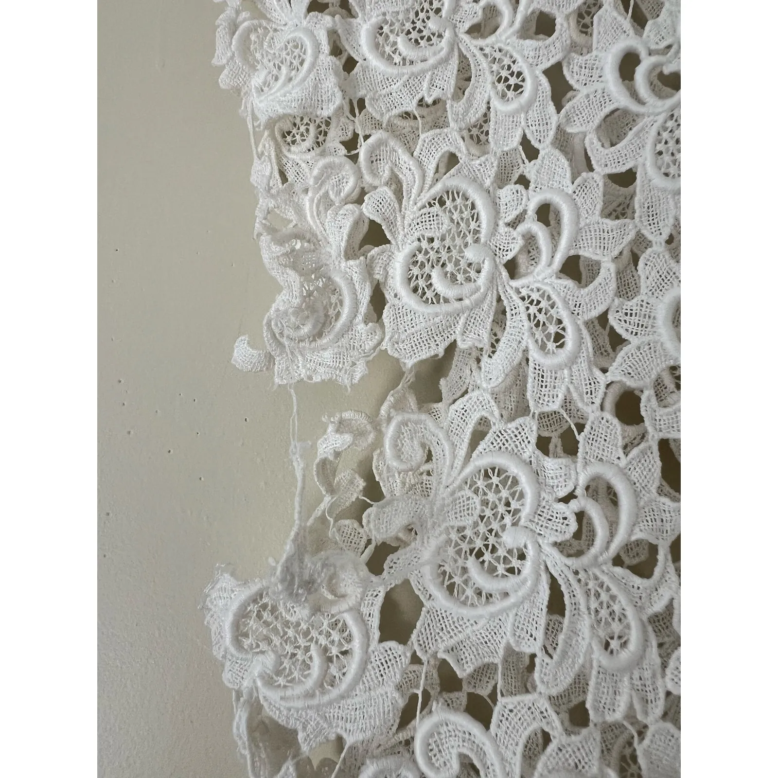 Antique Vintage Lace Topper Cardigan Delicate Layer Cottage Lattice Snap Front White Size 8 - Image 2