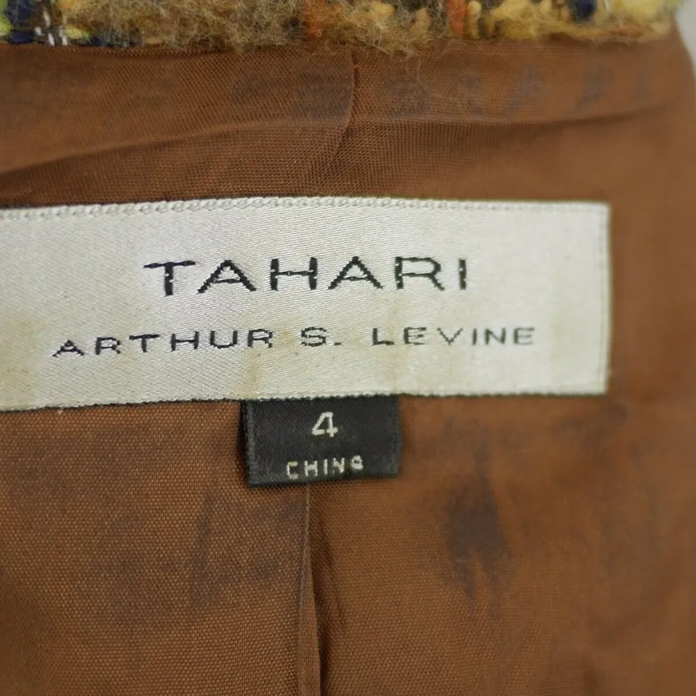 TAHARI ASL BROWN TWEED CHUNKY KNIT BLAZER JACKET - Image 6