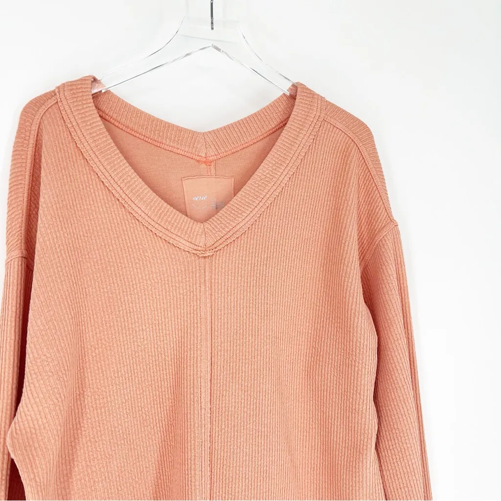 Aerie Ribbed V-Neck Pullover S‎ Orange - Image 4