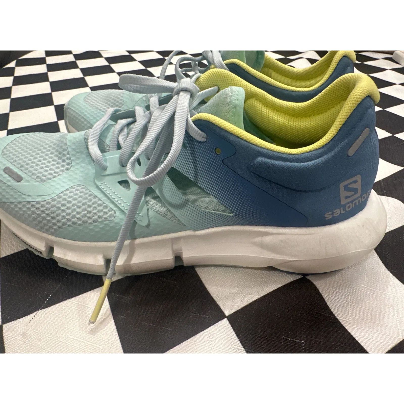 Salomon Women's predict 2 Running Shoes Aqua Blue Yellow Size 8 Ortholite Trail - Image 5