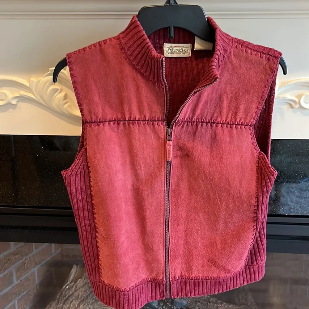 Vintage Leather Vest Red St Johns Bay Petite Medium - Image 9