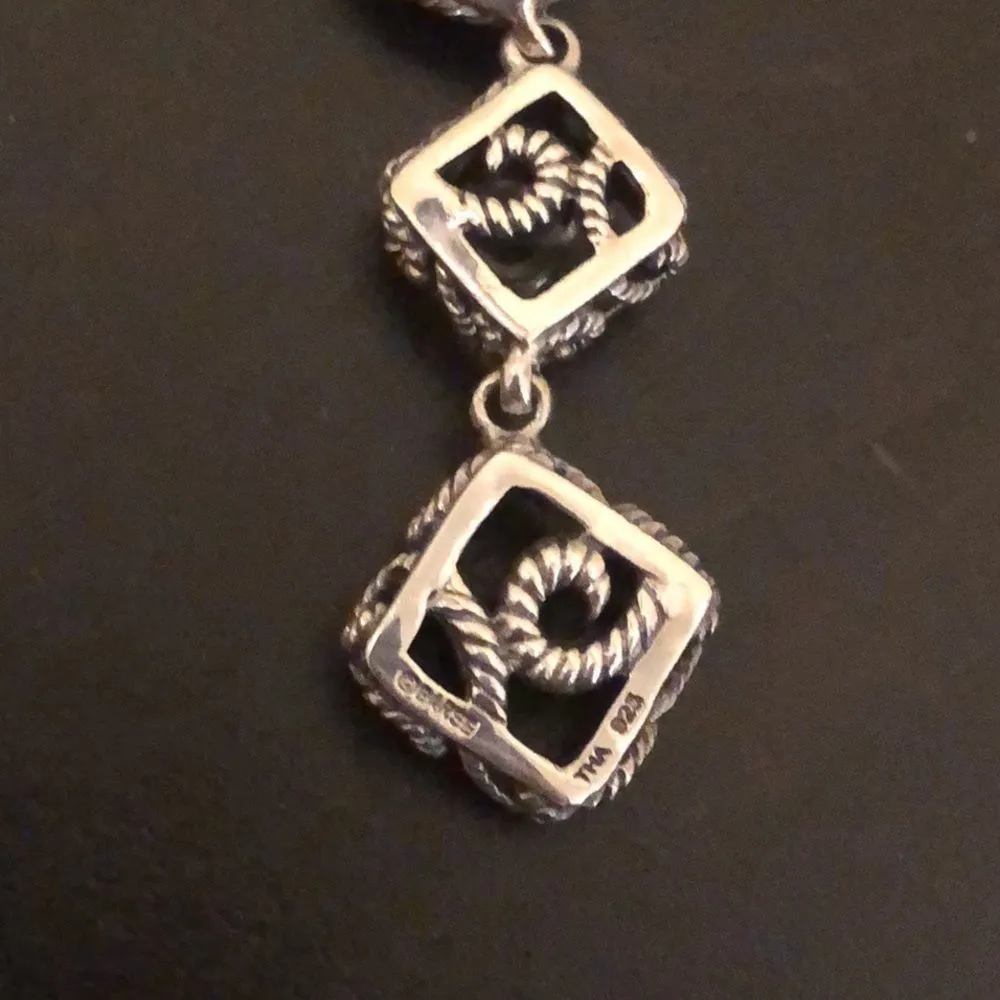 BARSE Sterling Silver Triple Drop Rope Embellished Scroll Design Necklace - Image 15