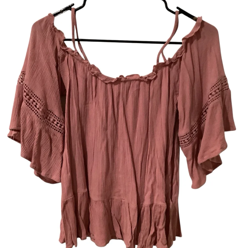 Roommates Blush Ruffled Blouse Off Shoulder Option Excellent Condition Size M - Image 6