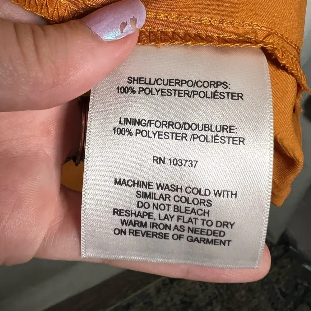 Donna Morgan Orange and White Floral V-Neck Dress 10 - Image 7