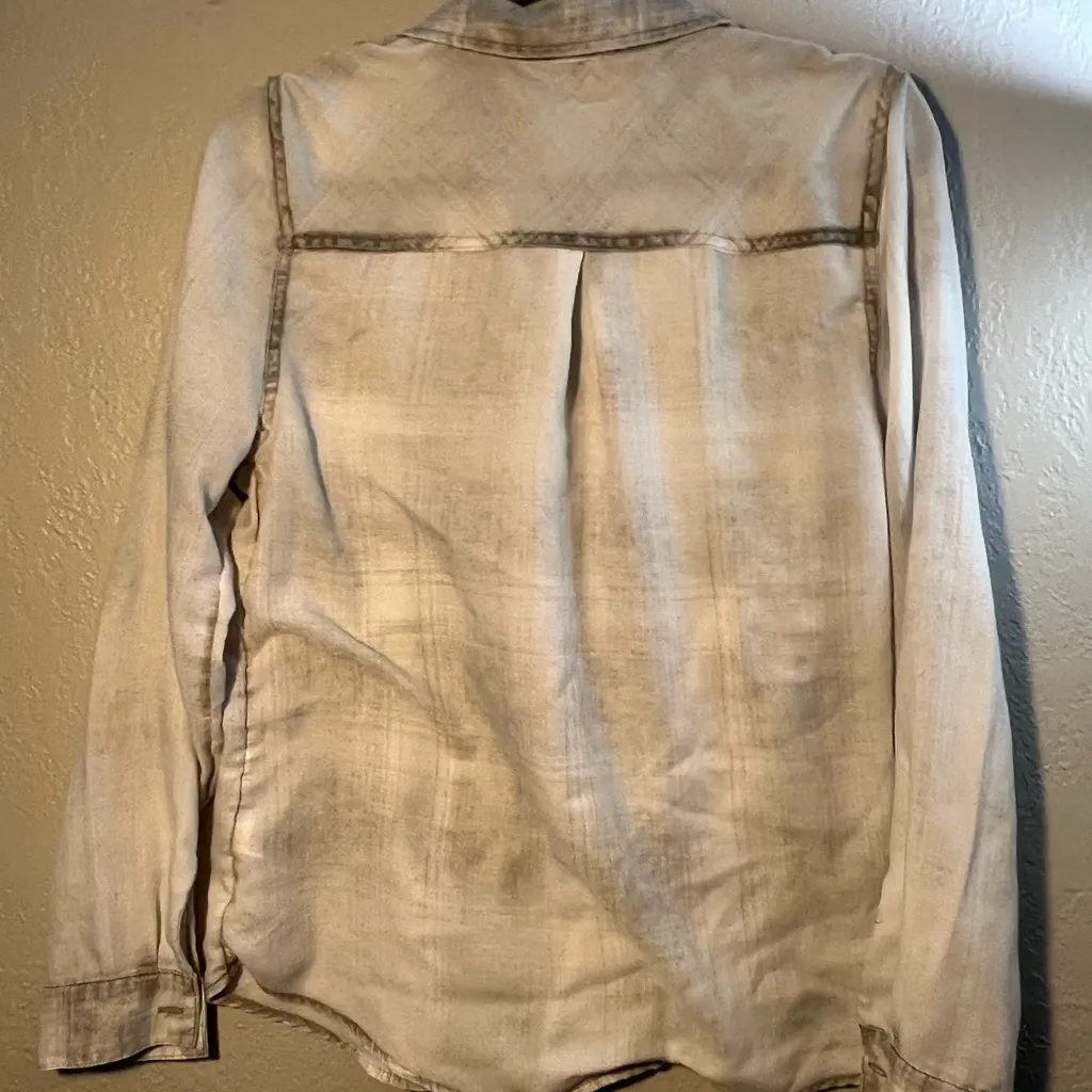 Maurices Chambray Button Down Shirt Womens S Rolled Sleeve Lyocell Office Career - Image 7