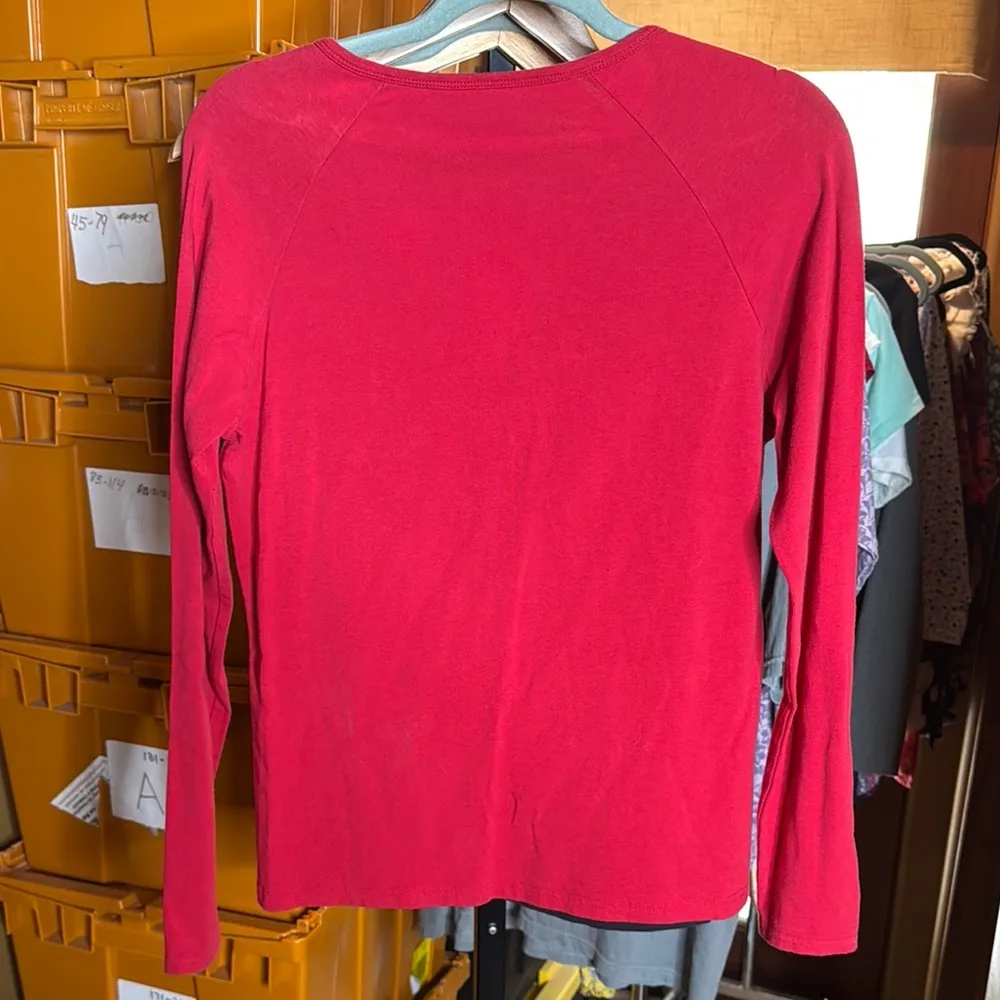 Reebok Red and Black 49ers Women's Long Sleeve Top Size Large - Image 5