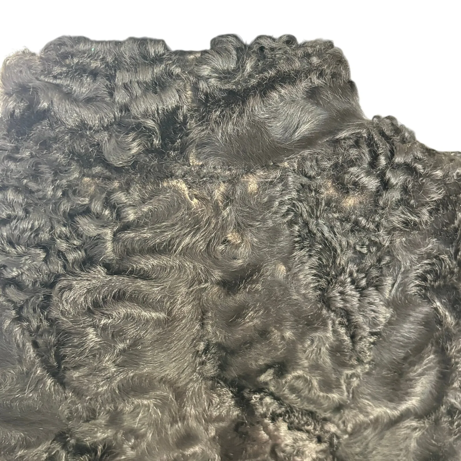 Vintage Custom Persian Lamb Broadtail Coat 1950s? Large? Bell Sleeves Mid Length Black - Image 12