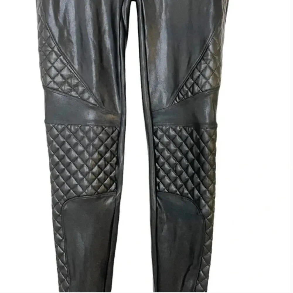 Spanx Legging XS Faux Leather Quilted Very Black Moto 20248R High Waist - Image 8
