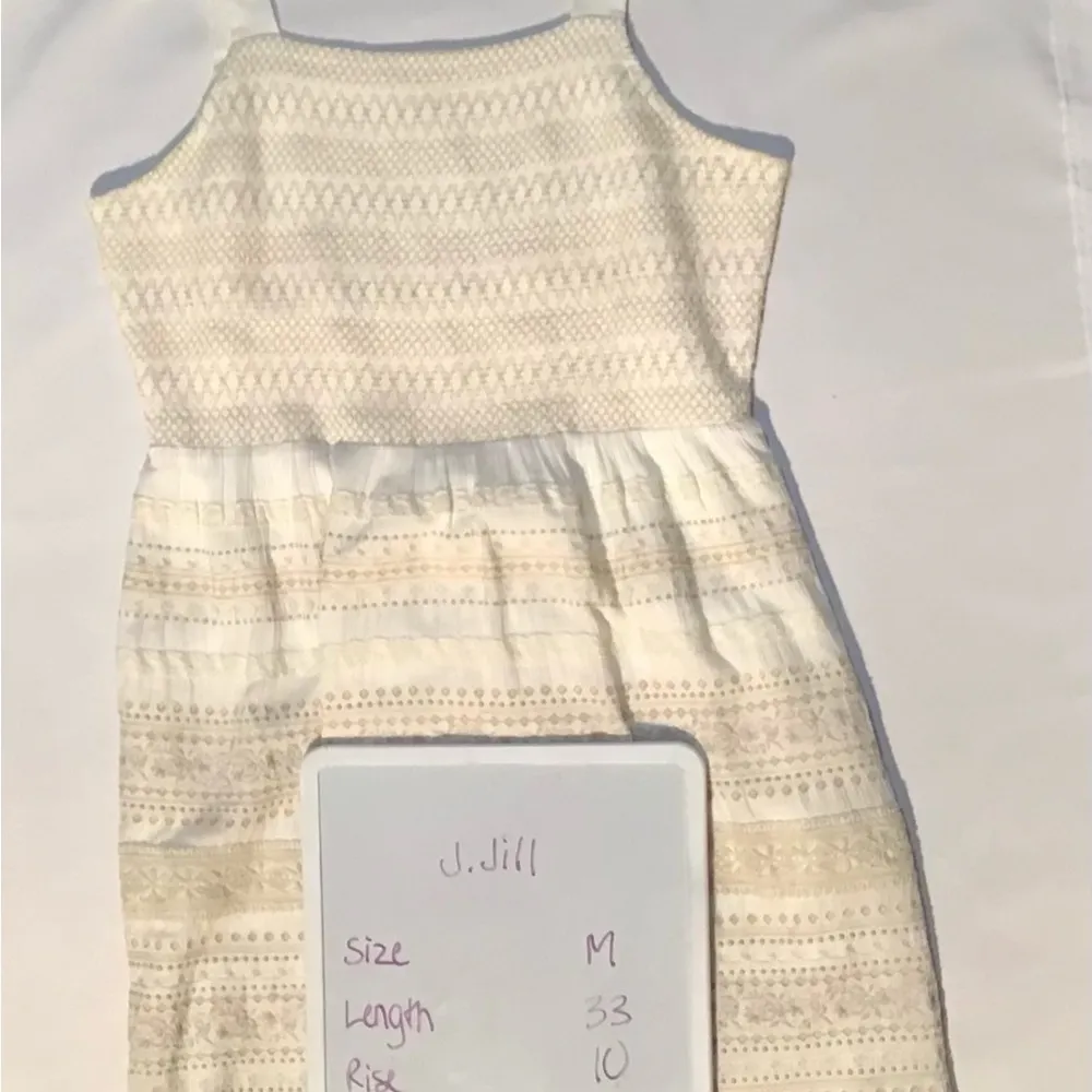 J. Jill White/Beige Sleeveless Embroidered Dress sz Medium‎ Fairy Core Whimsical White - Image 6