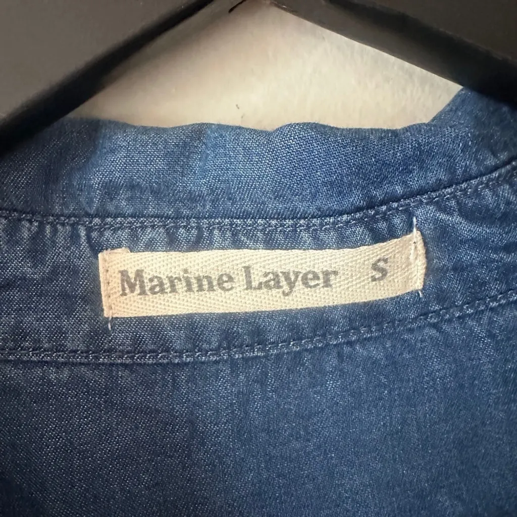 Marine Layer Chambray Button Front Shirt Blue Casual Everyday Top Size S - Image 6