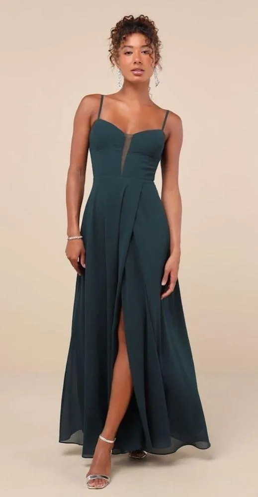 Lulus Stunning Grace Emerald Green Cutout A-Line Maxi Dress NWOT - Image 2