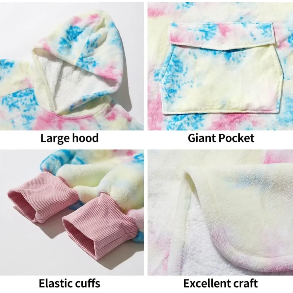 Krifey Wearable Blanket Hoodie Oversized Sherpa Hooded Pink Tie Dye NWOT Size undefined - Image 5