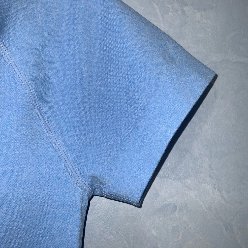 Gym Exercise Sky Blue Cropped Short Sleeve Stretchy Athletic Top Medium - Image 8