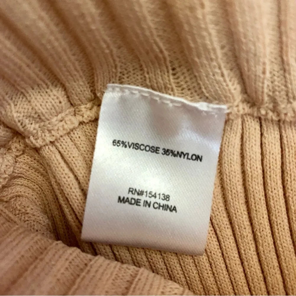 NWT Ronny Kobo Two Tone Ribbed Knit Pants Wide Leg Stretchy Beach Clean Girl szM - Image 6