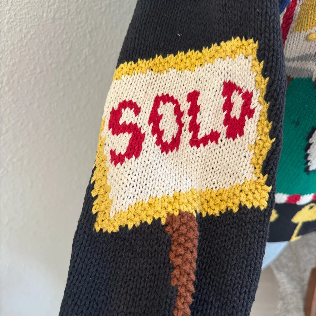 Vintage Belle Pointe Realtor Novelty Cardigan Sweater Ramie Cotton‎ Knit small Blue - Image 11