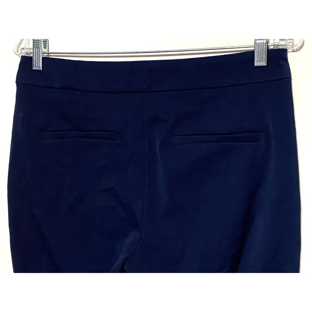 Loft Navy Blue Sailor Nautical Dress Pants Cuffed Gold Buttons Coastal Women 4P - Image 7