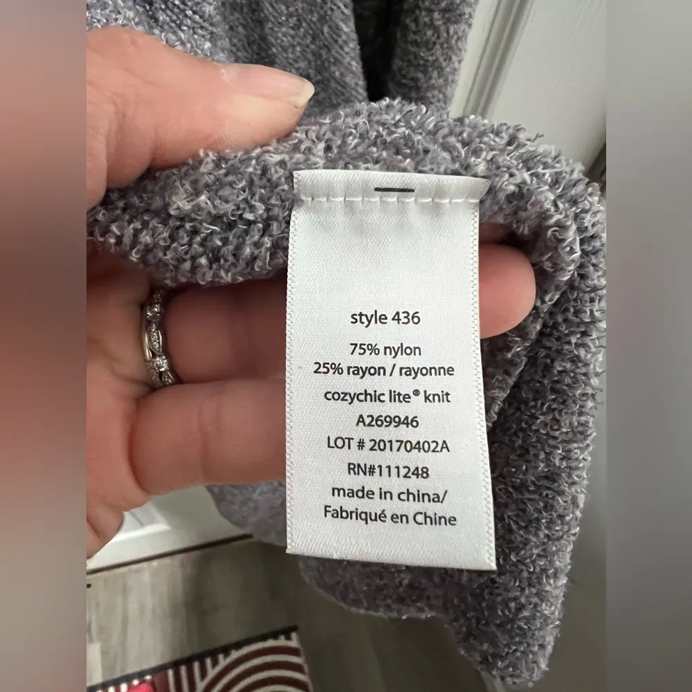 Barefoot Dreams Cozy Chic Lite Knit Womens S/M Gray Open Drape Cardigan - Image 3