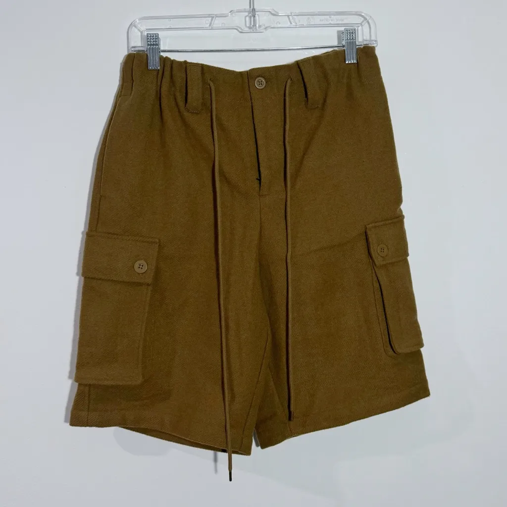 NWOT Free People Charli‎ Wool Longline Cargo Shorts In Bronze Brown Size Small - Image 2