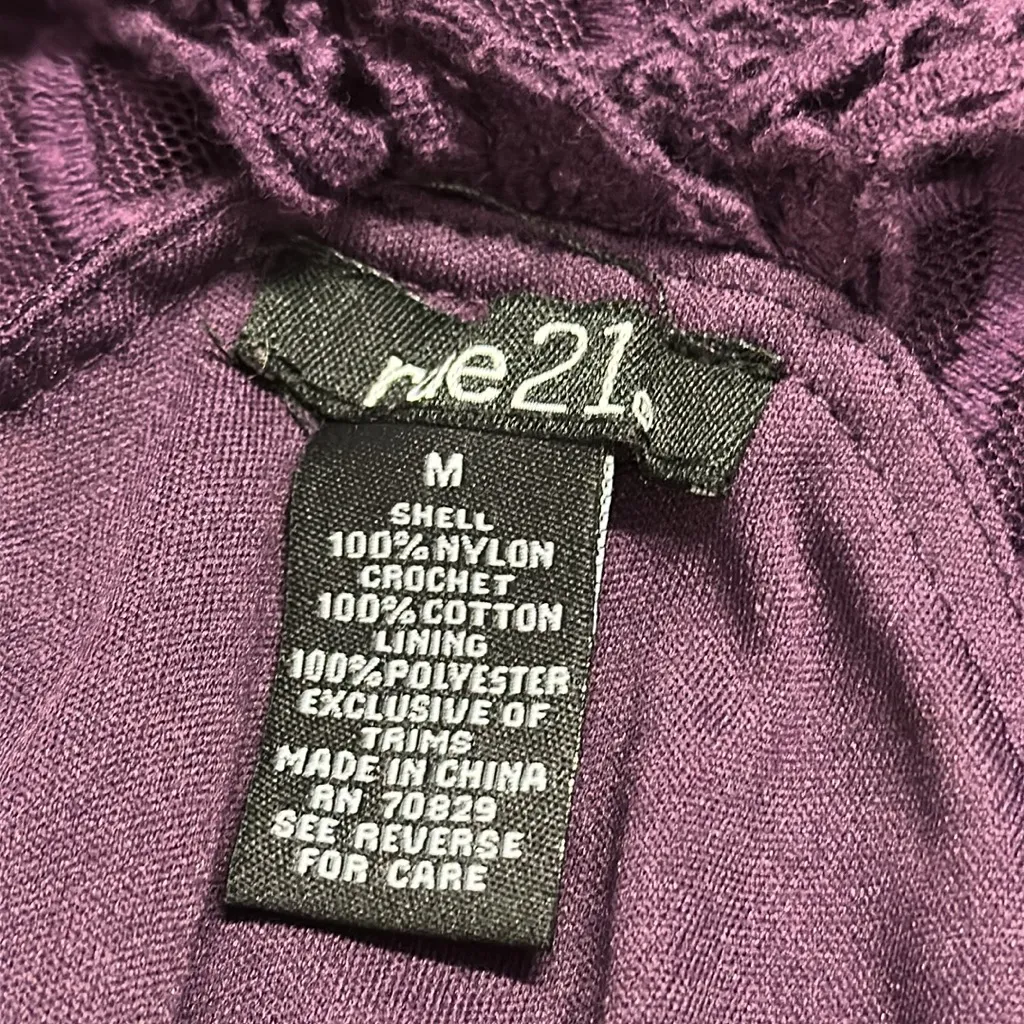 Rue21 Purple Crochet Lace Overlay Nylon Tank Top Juniors Medium - Image 9