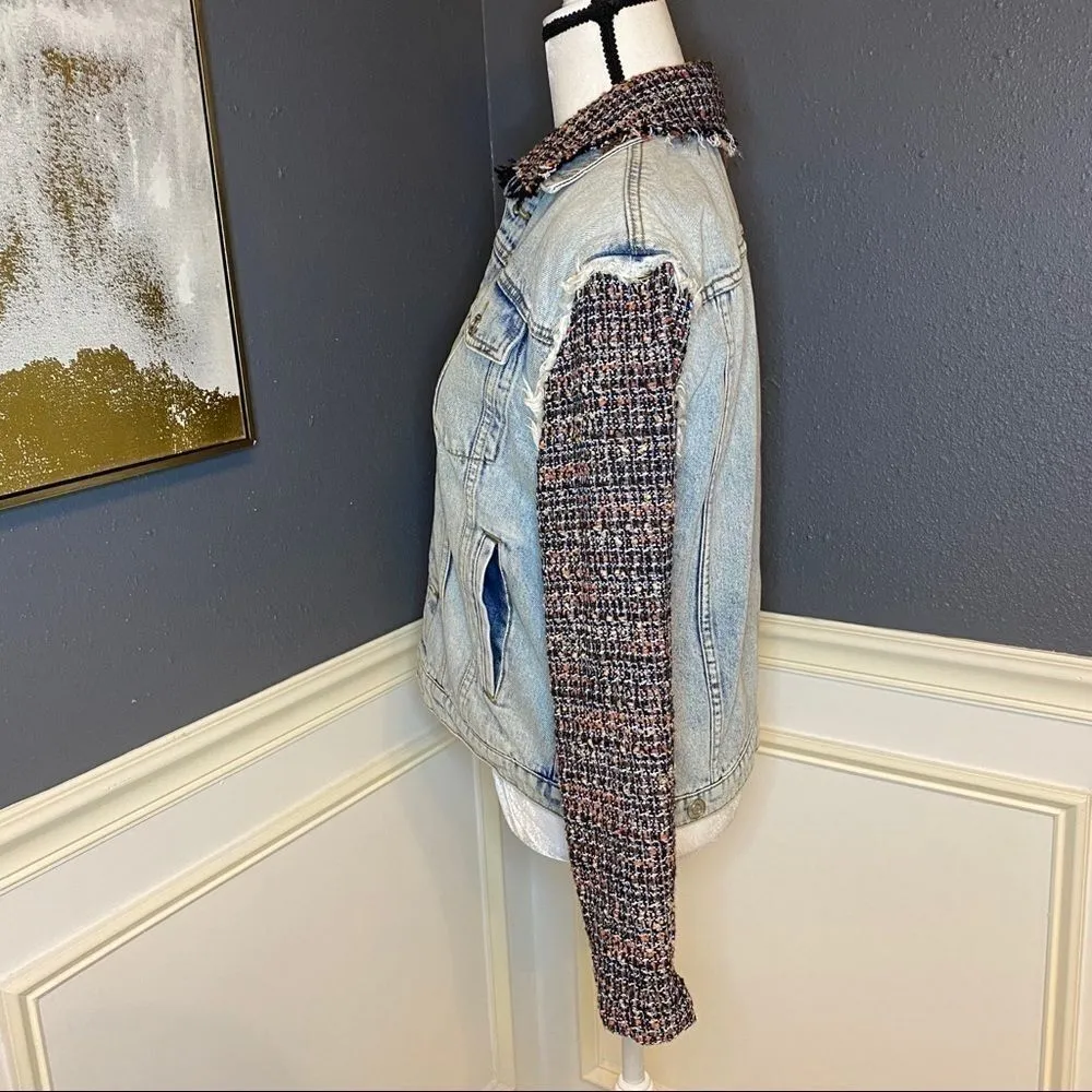 Current/Elliott  The Charmer Tweed & Denim Jacket - Image 11