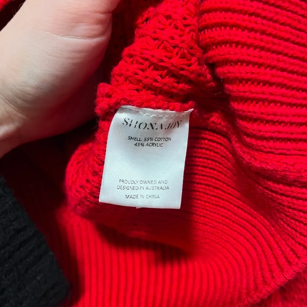 Shona Joy Red Warner Cropped Cable‎ Knit Sweater Size Medium - Image 7