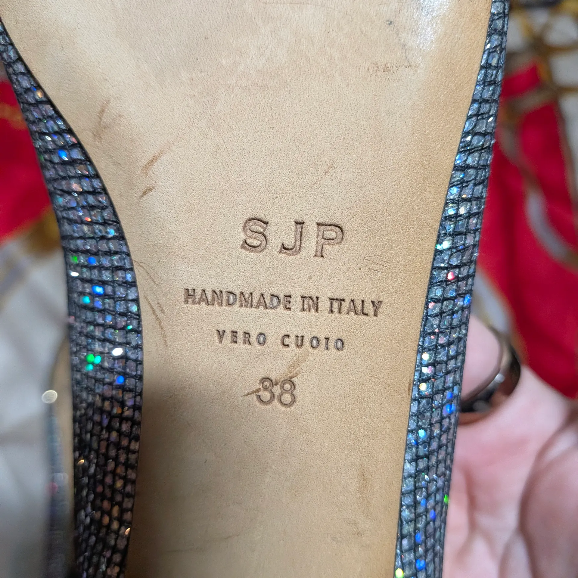 SJP by Sarah Jessica Parker Story Glitter Pointed Toe Ballet Flats Size 38 Silver - Image 7