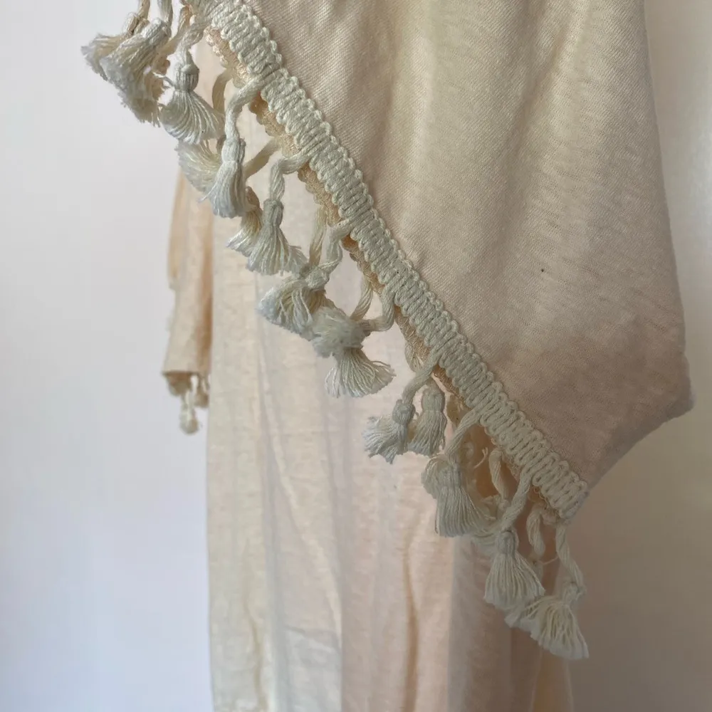 COMME TOI Cream Relaxed Boxy 3/4 Sleeve Blouse 50%cotton 50%linen White Size L - Image 7