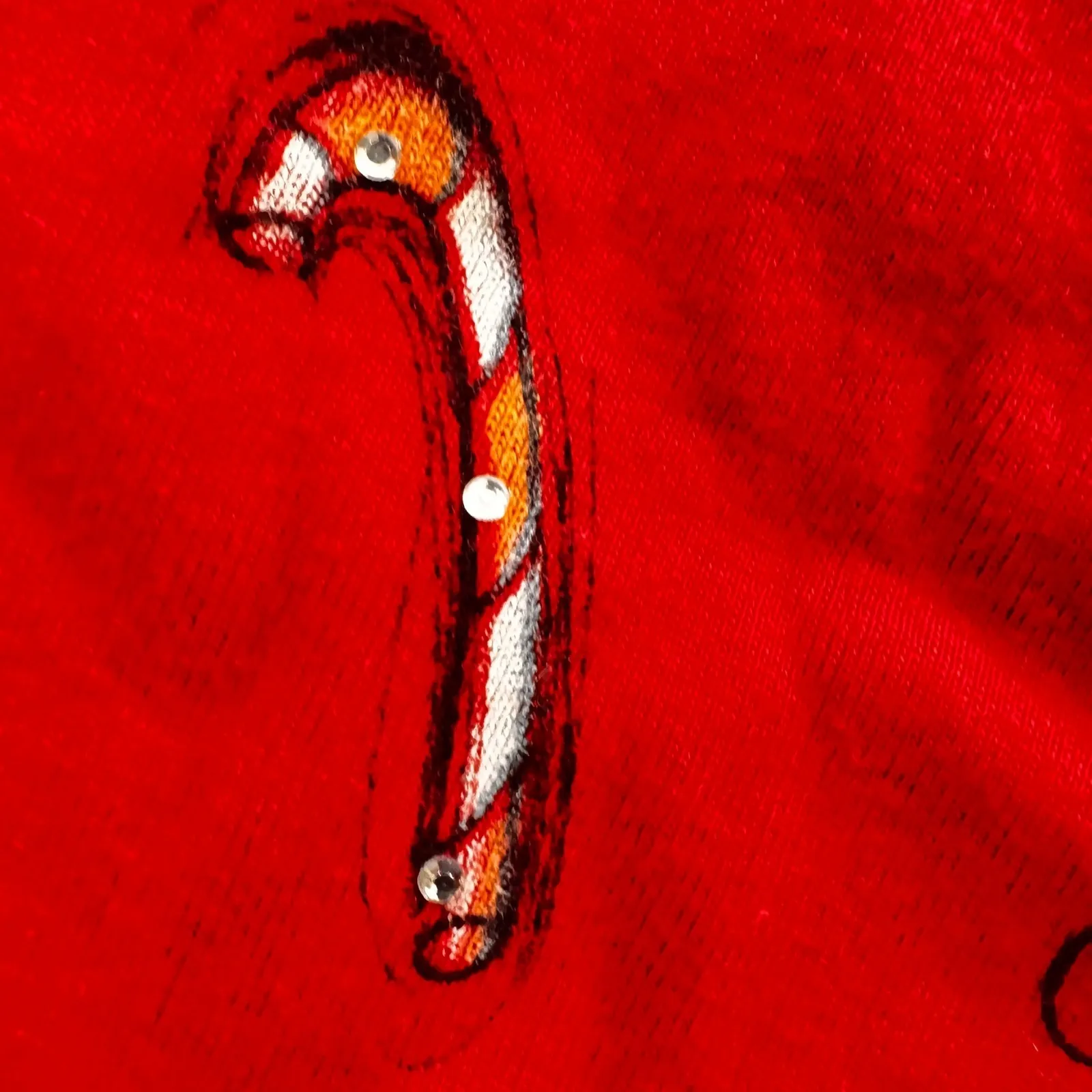 Vtg 80s Jess&Jane Christmas Tree Bells Stockings Red Urgly T - Image 9