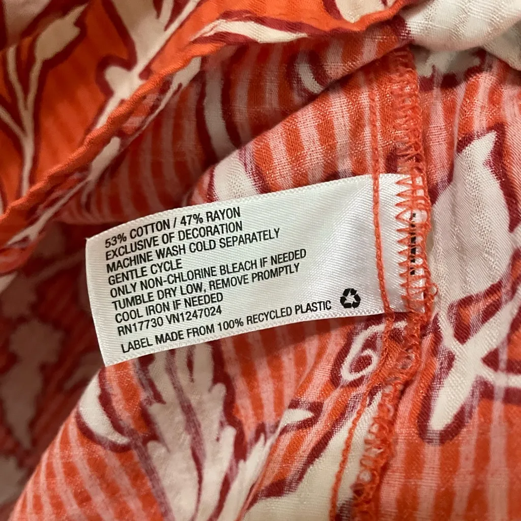 Knox Rose Flutter Sleeve Tassel Short Sleeve Blouse Large Boho Bright Floral - Image 4