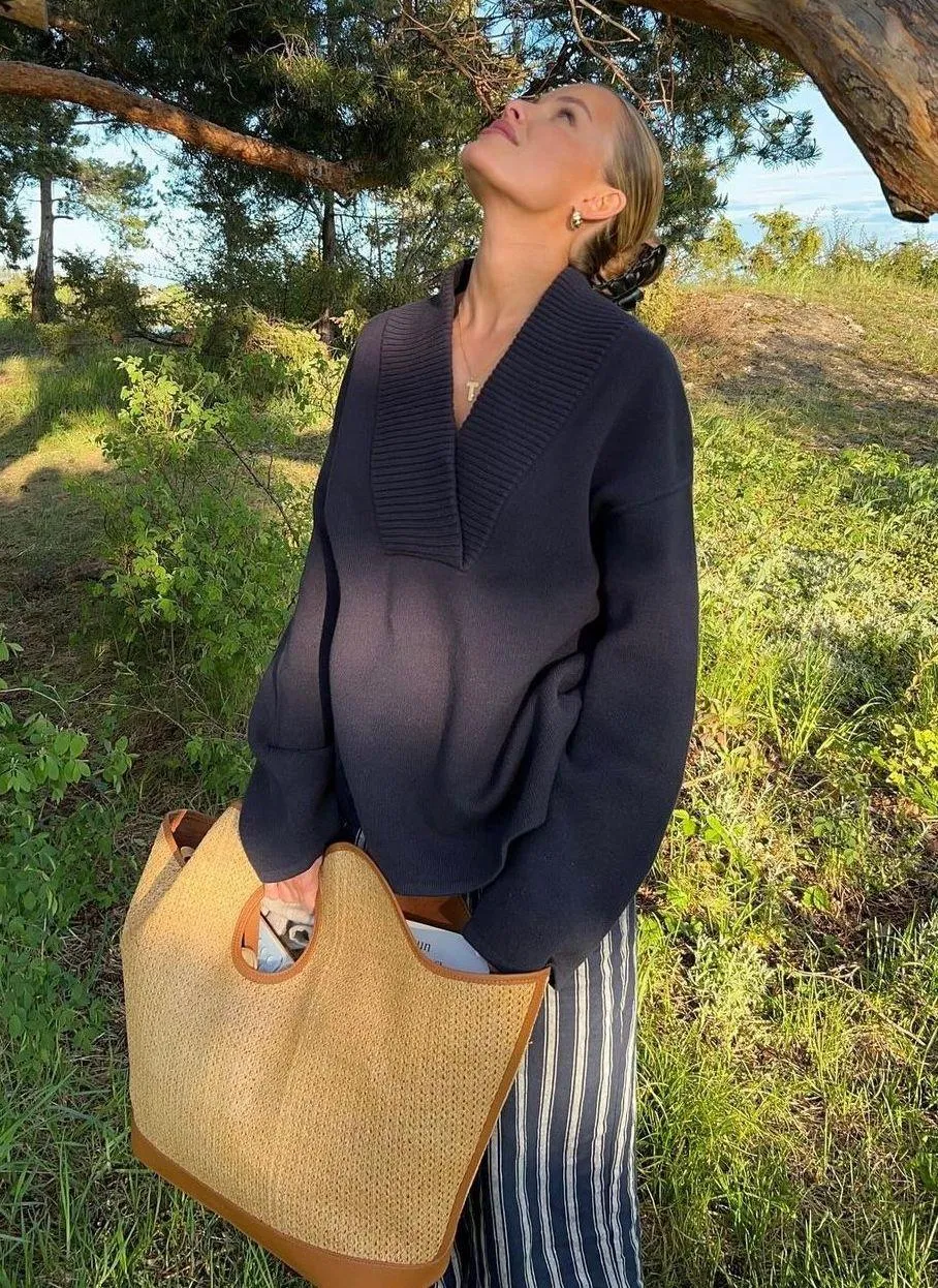 Striped Blue Navy White Pants Bottoms - Image 3