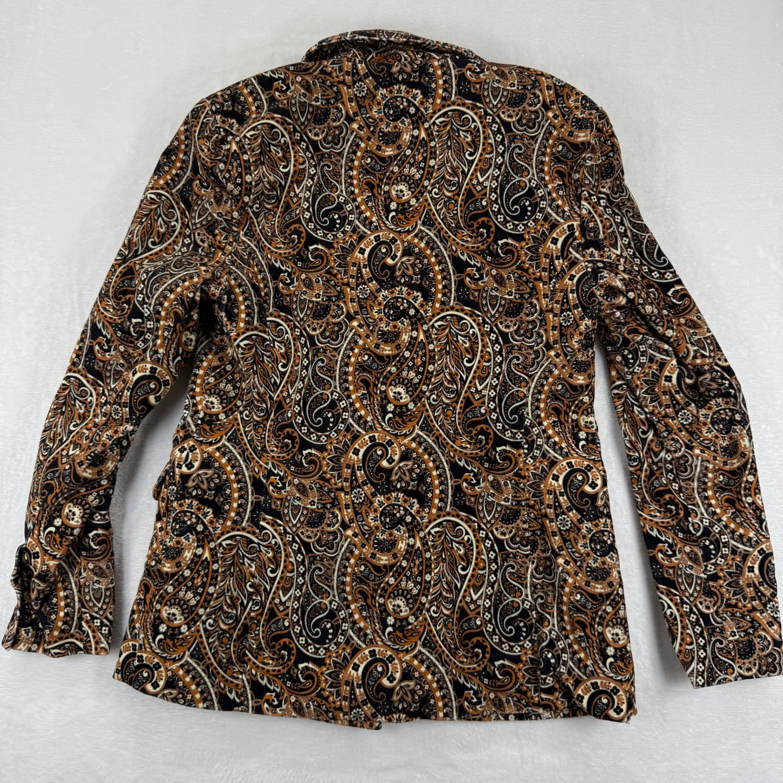 DRIFTWOOD Paisley Print Velvet Blazer Jacket Women's Size S Brown Black Gold - Image 8