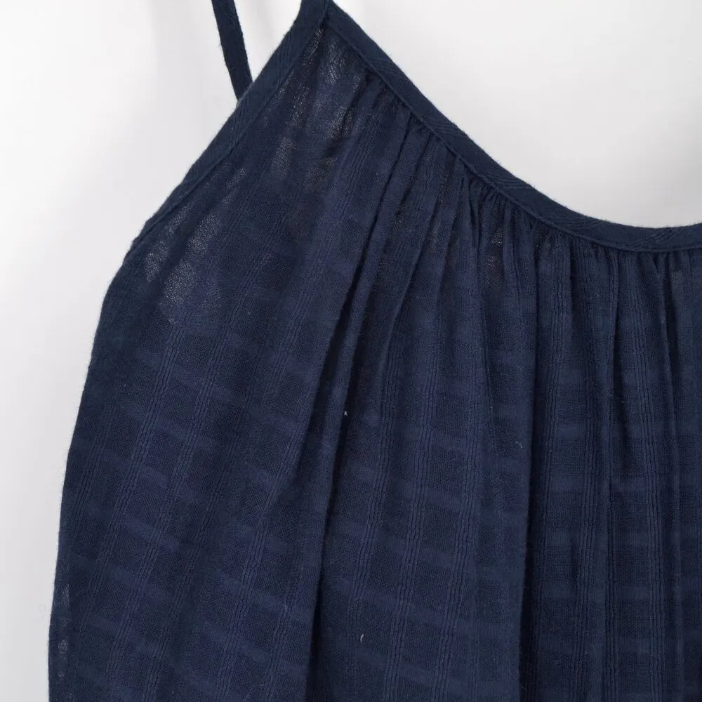 Banana Republic Check Tiered Maxi Dress Blue XS Sleeveless Cotton Gauze Plaid - Image 3