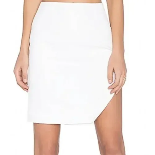 NBD Skirt Womens Large White Asymmetrical Hem Pencil Glam Cutout Mini - Image 4