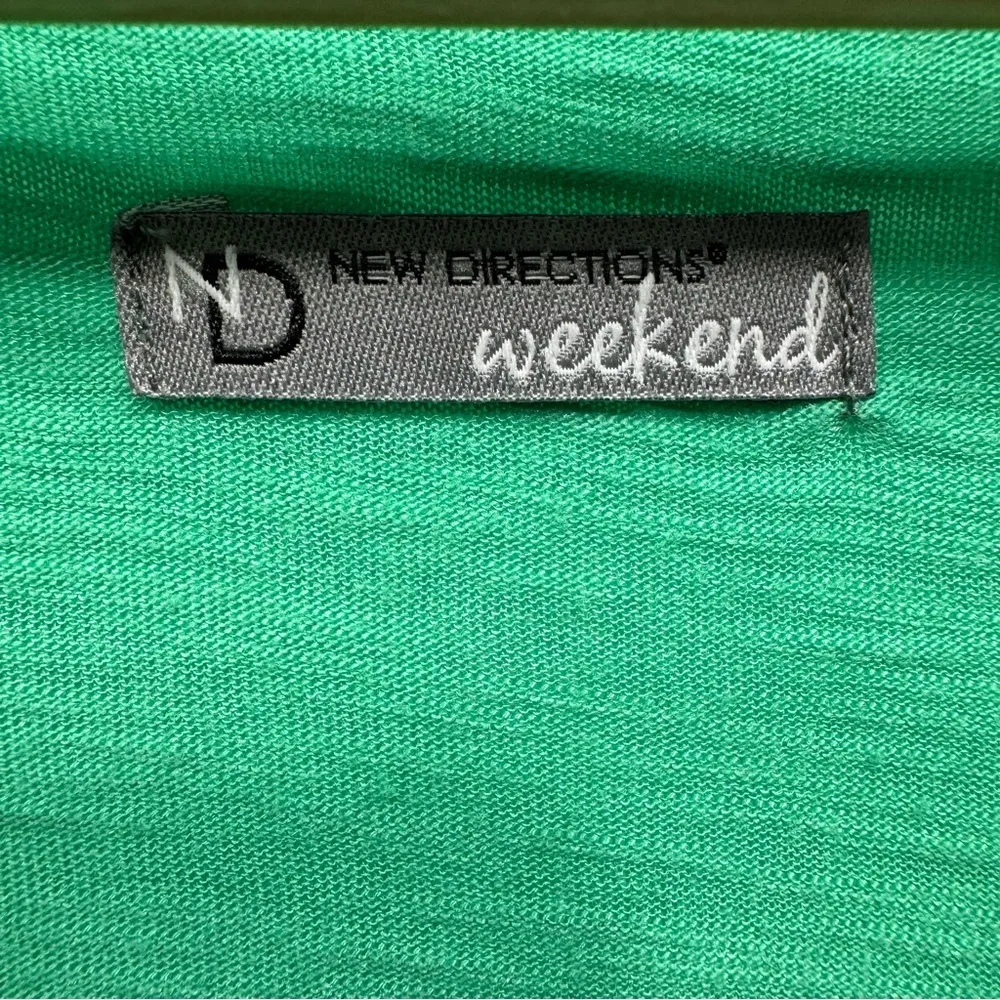 Green Lightweight Ruched Tunic w Metallic Leaves & Rhinestones by New Directions Size L - Image 7