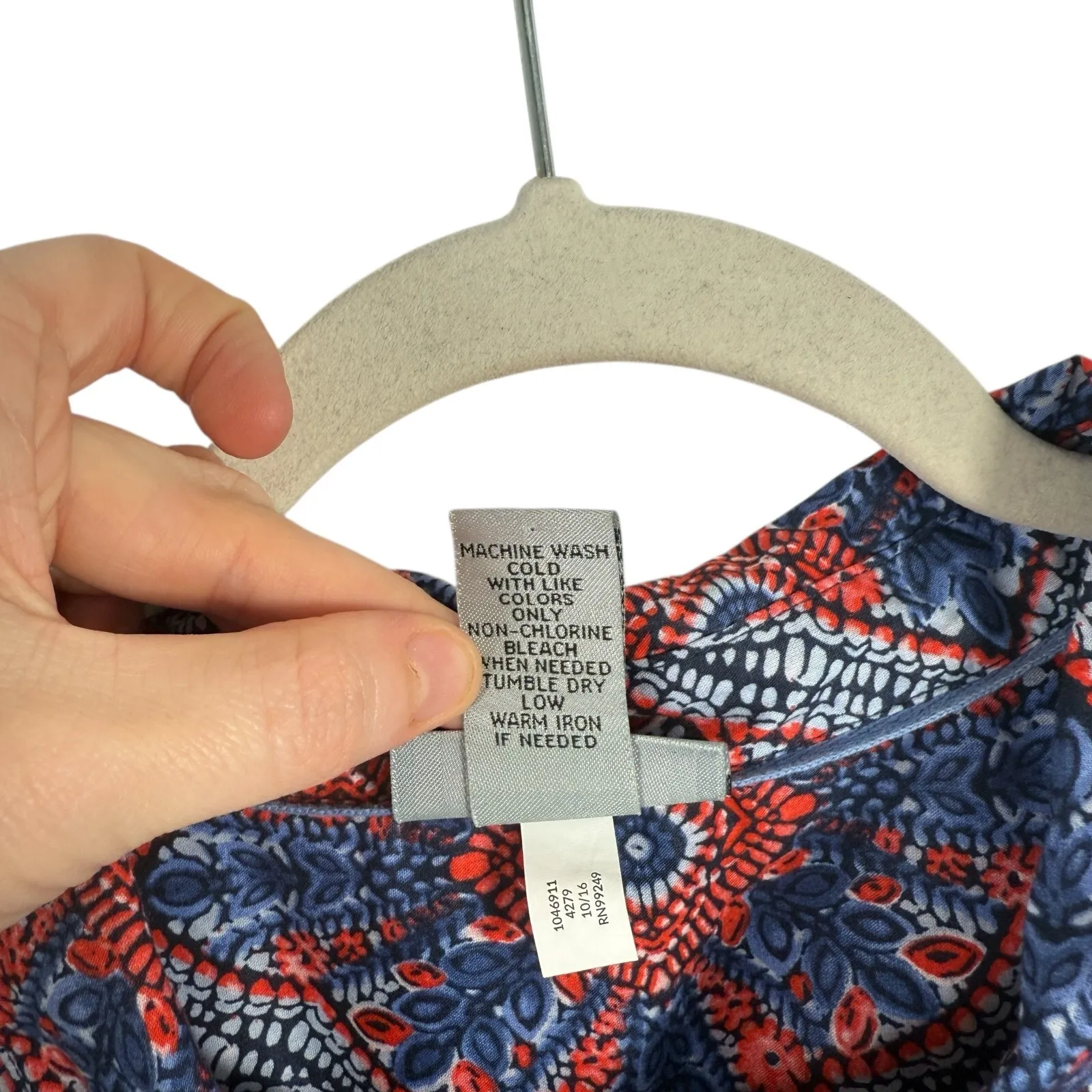 Catherines Blue Red Floral Button Front 100% Cotton Shirt Office Womens Plus 2x - Image 4