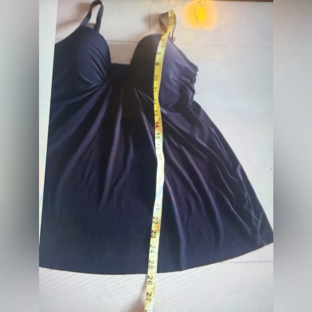 Miraclesuit NWOT Rock Solid Marina Underwire Tankini Top Black Size 10 Draped - Image 5