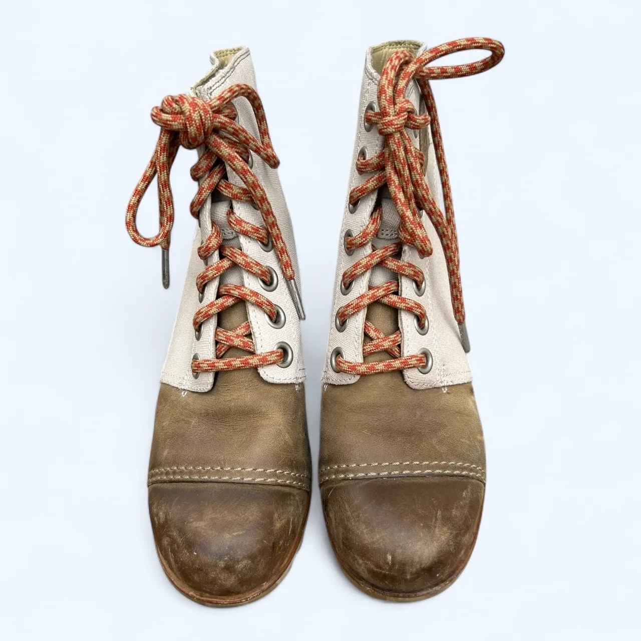 Sorel Joan of Arctic Wedge II PDX Canvas Lace Boots Women's sz 7 Tan Brown - Image 2