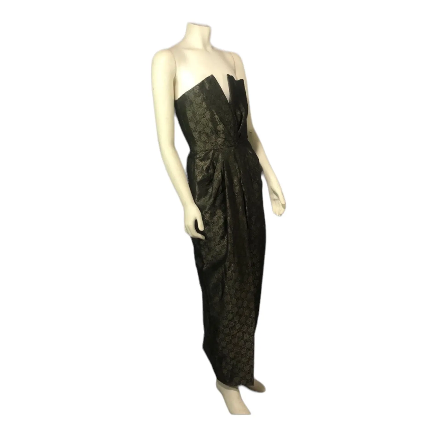 1980’s Carolyne Roehm strapless Metallic Brocade Strapless Gown formal dress XXS - Image 6
