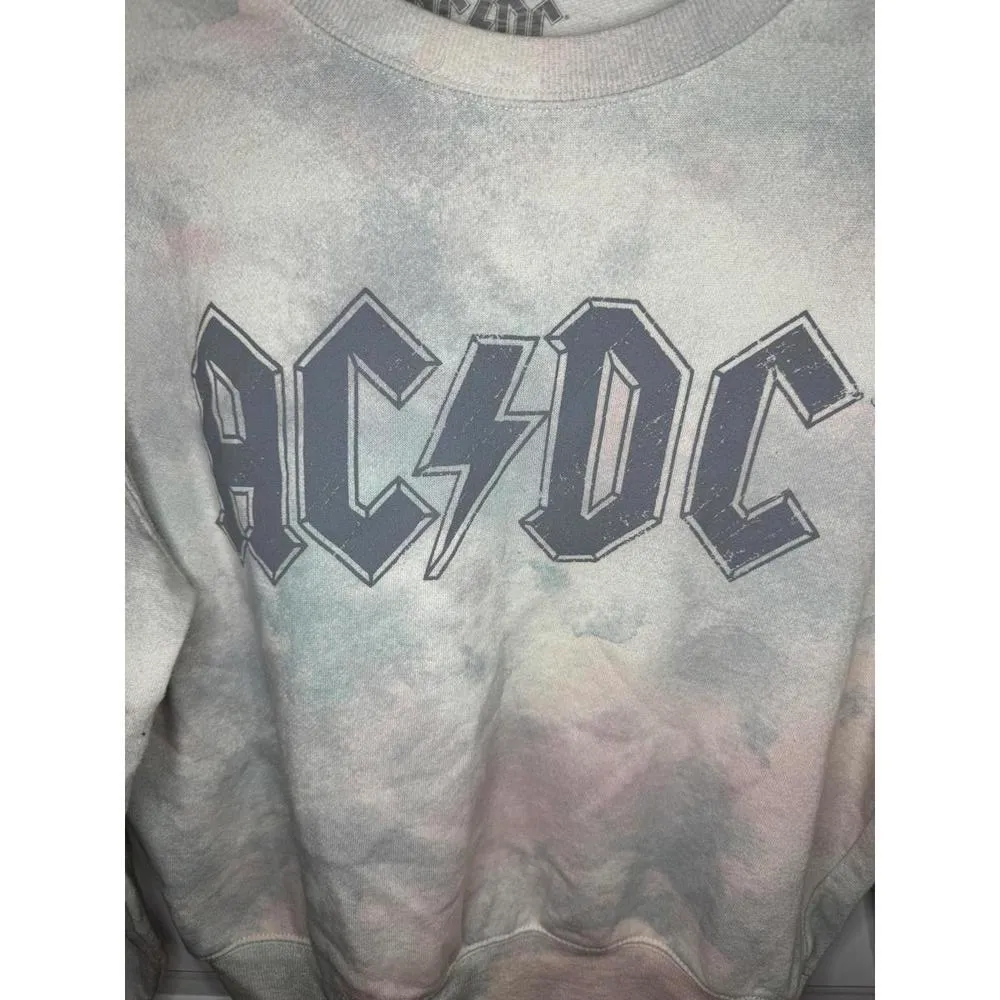 AC/DC Pastel Tye Dye Graphic Sweatshirt Pink Size M - Image 3